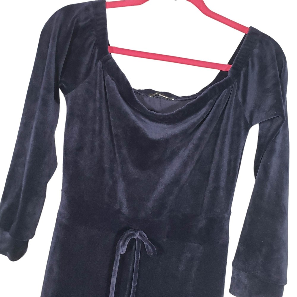 Fashion Nova Women's size Large Blue Velvety Off-Shoulder Long Sleeve Jumpsuit